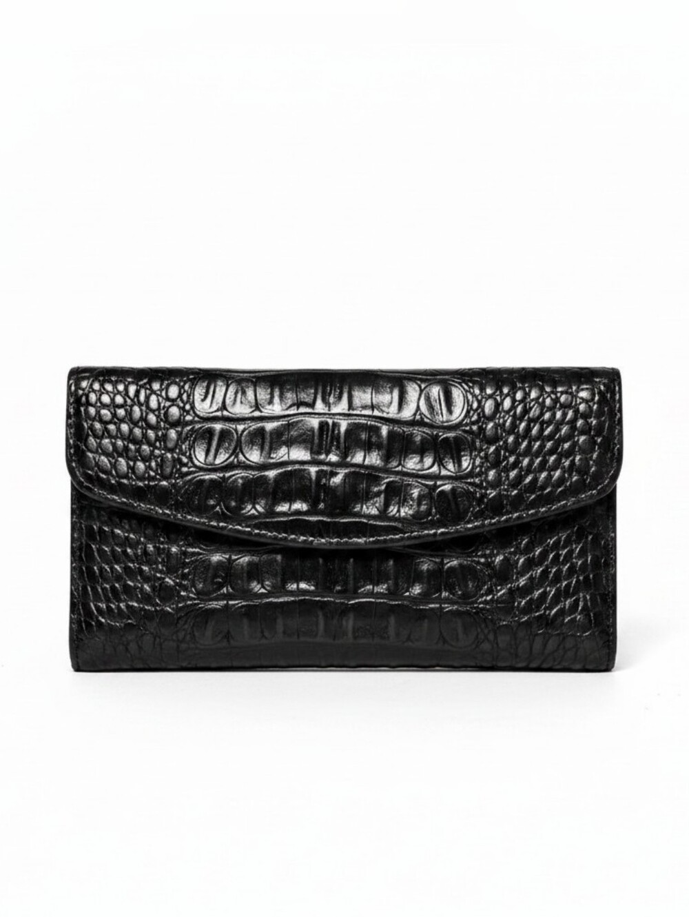 Brahmin Vintage Veronica Kisslock Envelope Croc Melbourne Leather Wallet EUC